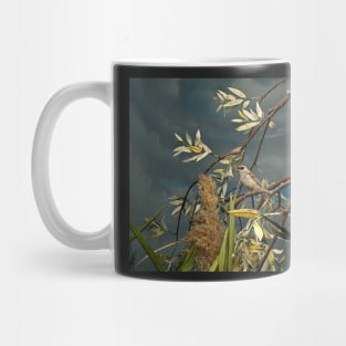 Natural environment diorama - A bird resting on a branch Mug